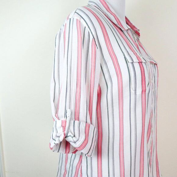 Horny Toad Women's XL Organic Cotton Shirt Button Down Pink Stripe - Picture 8 of 10